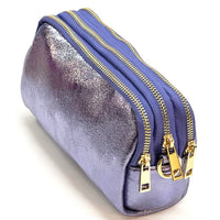 Aurora Metallic Italian Leather Crossbody Wallet – Compact & Chic - Leather Italiano