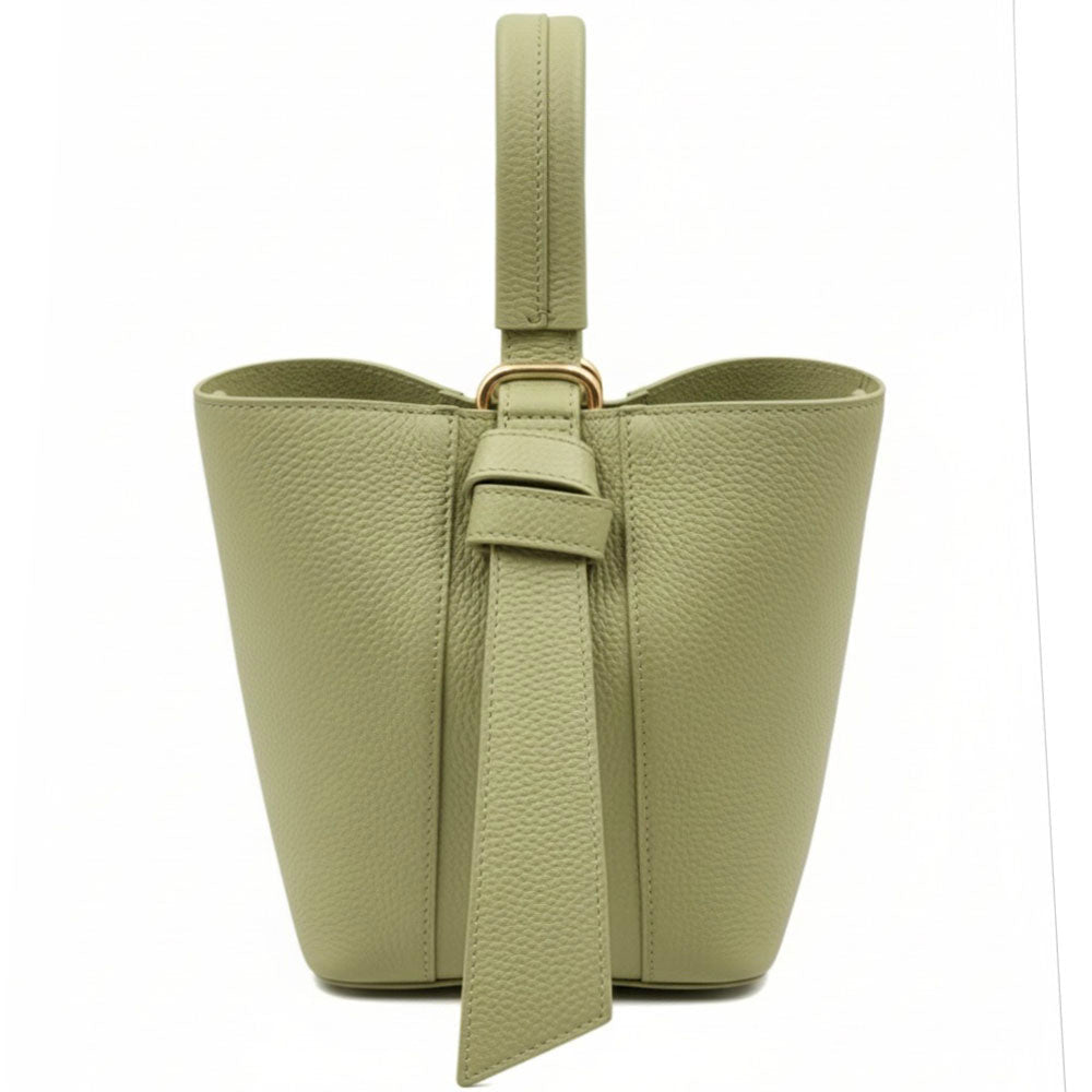 Bella Duo Cow Leather Bucket Handbag - Leather Italiano