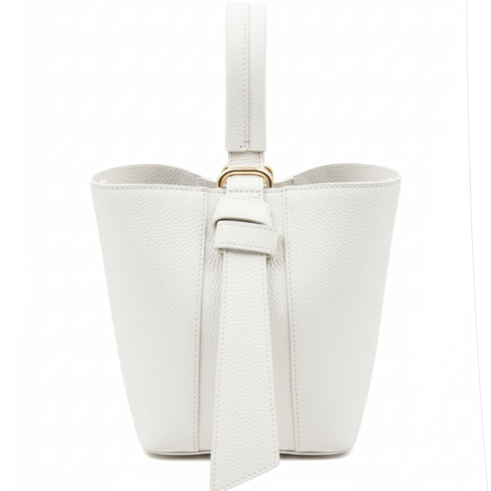 Bella Duo Cow Leather Bucket Handbag - Leather Italiano