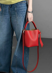 Bella Duo Cow Leather Bucket Handbag - Leather Italiano