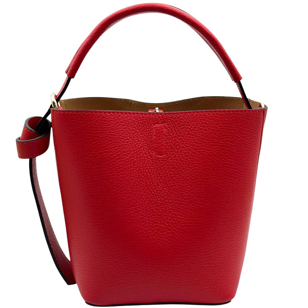 Bella Duo Cow Leather Bucket Handbag - Leather Italiano