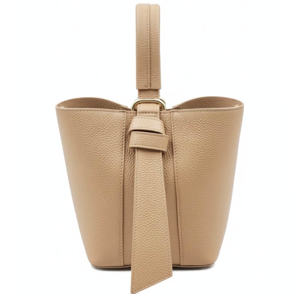 Bella Duo Cow Leather Bucket Handbag - Leather Italiano