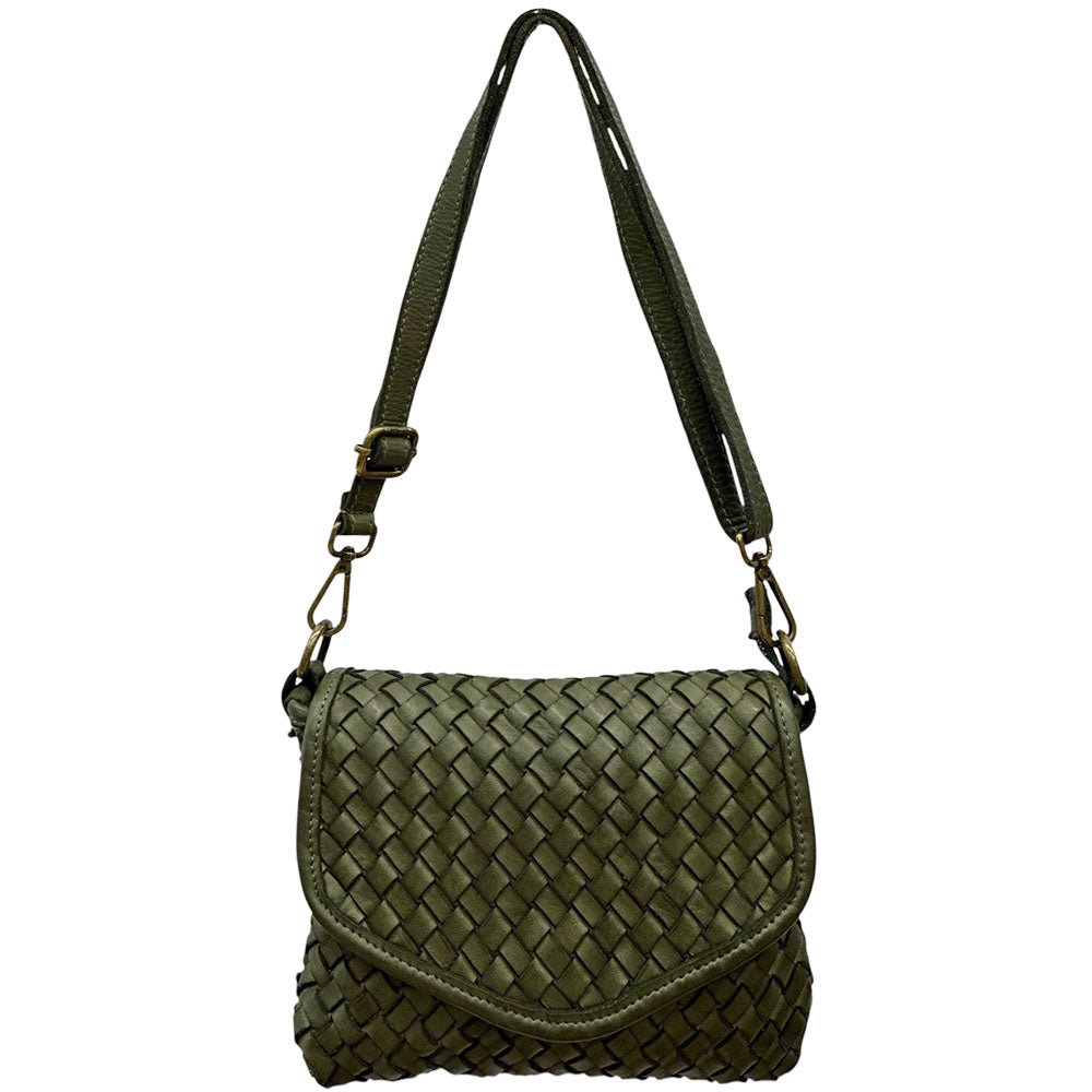 Bellavia Woven Cow Leather Crossbody Bag - Leather Italiano