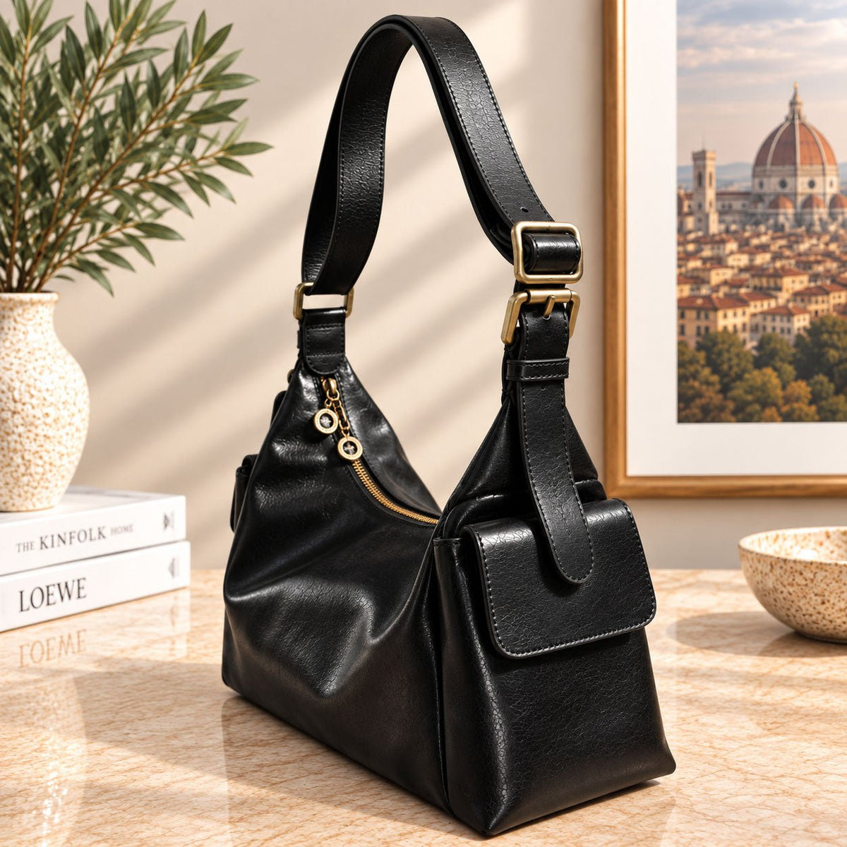 Benedetta Hand-Dyed Italian Leather Hobo Bag - Leather Italiano