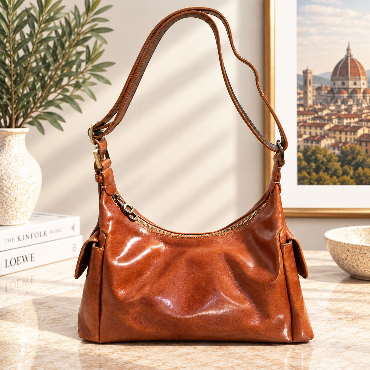 Benedetta Hand-Dyed Italian Leather Hobo Bag - Leather Italiano