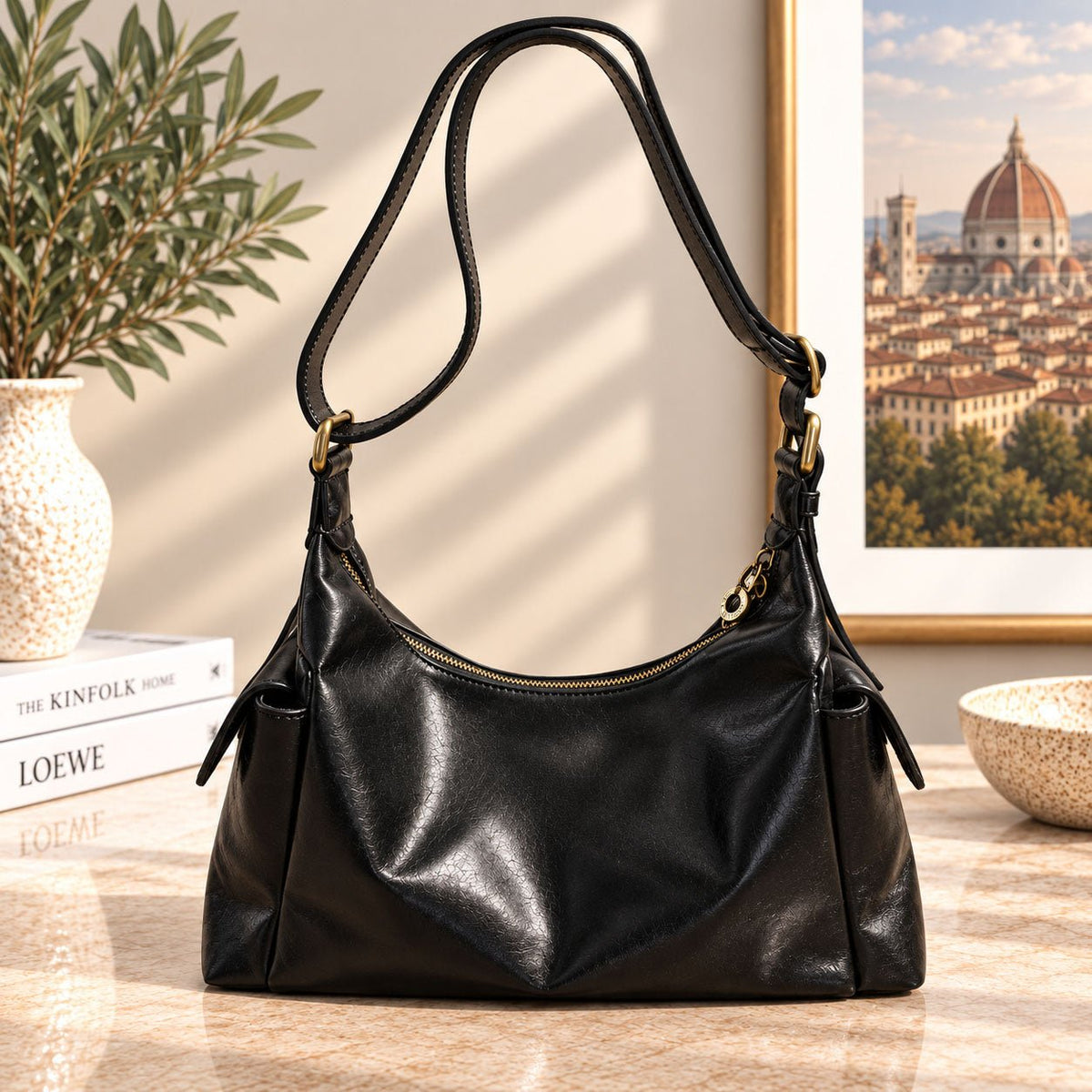 Benedetta Hand-Dyed Italian Leather Hobo Bag - Leather Italiano