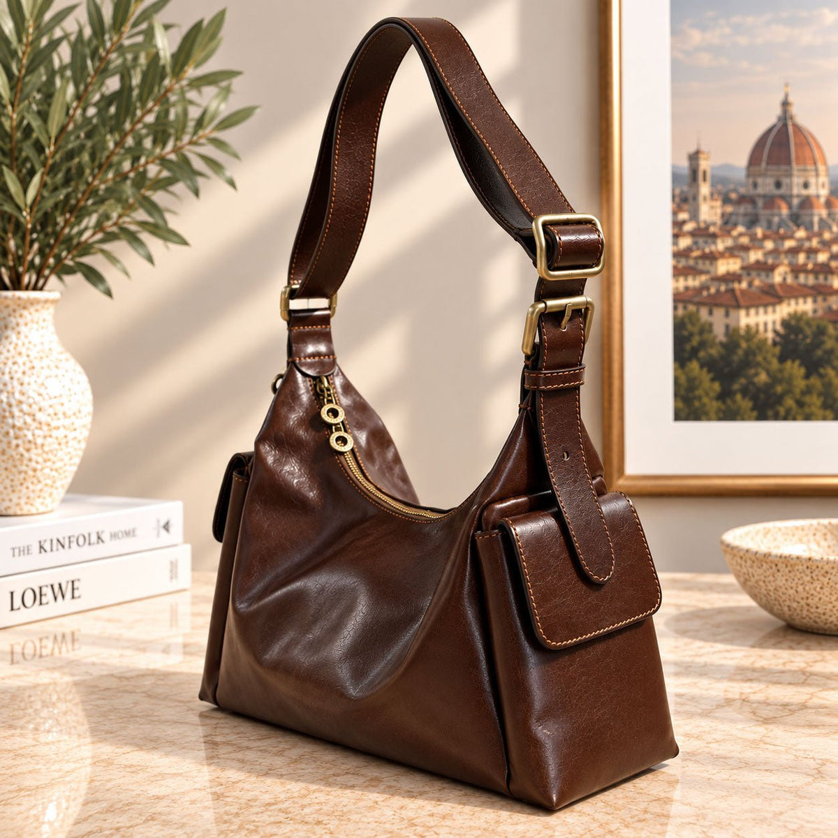 Benedetta Hand-Dyed Italian Leather Hobo Bag - Leather Italiano