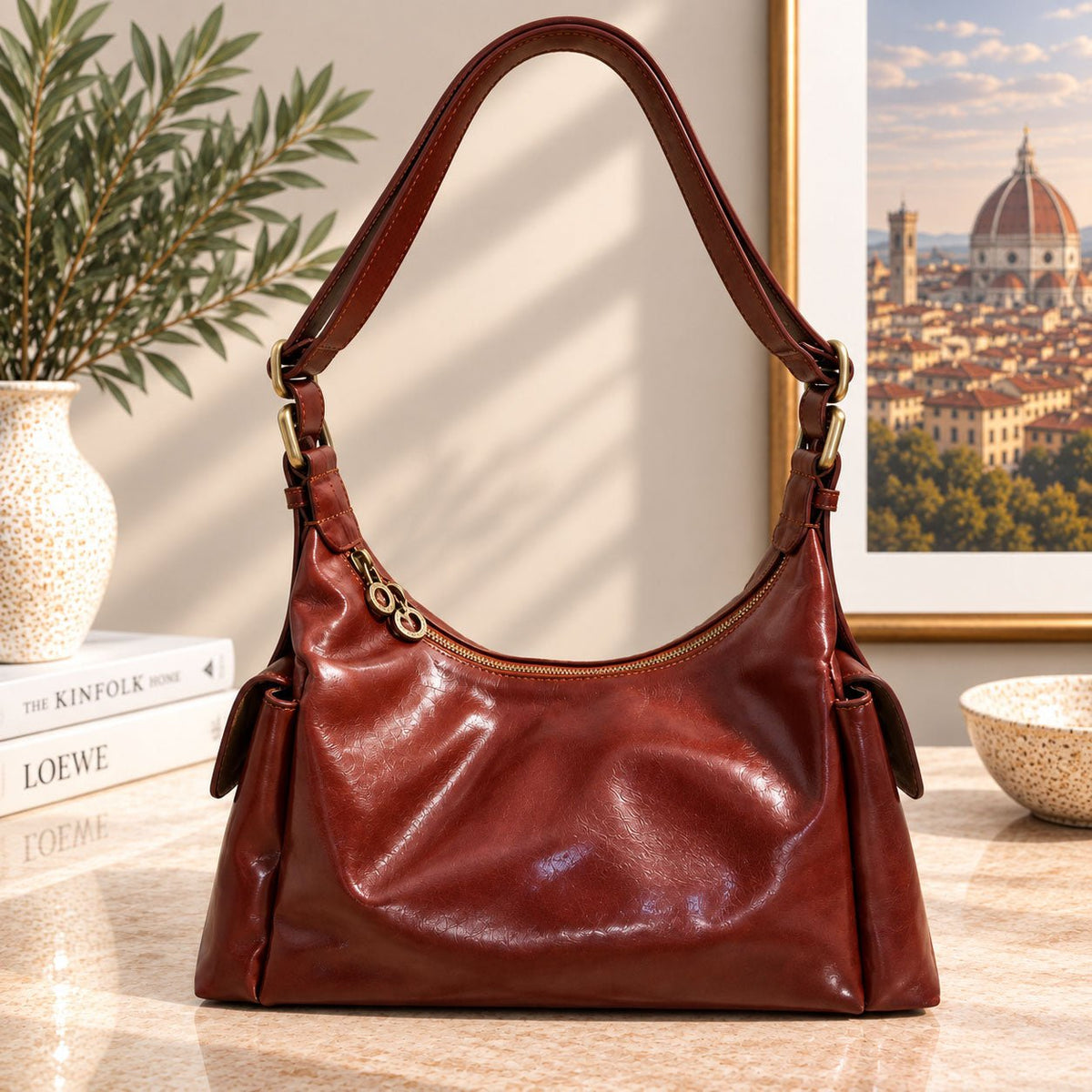 Benedetta Hand-Dyed Italian Leather Hobo Bag - Leather Italiano
