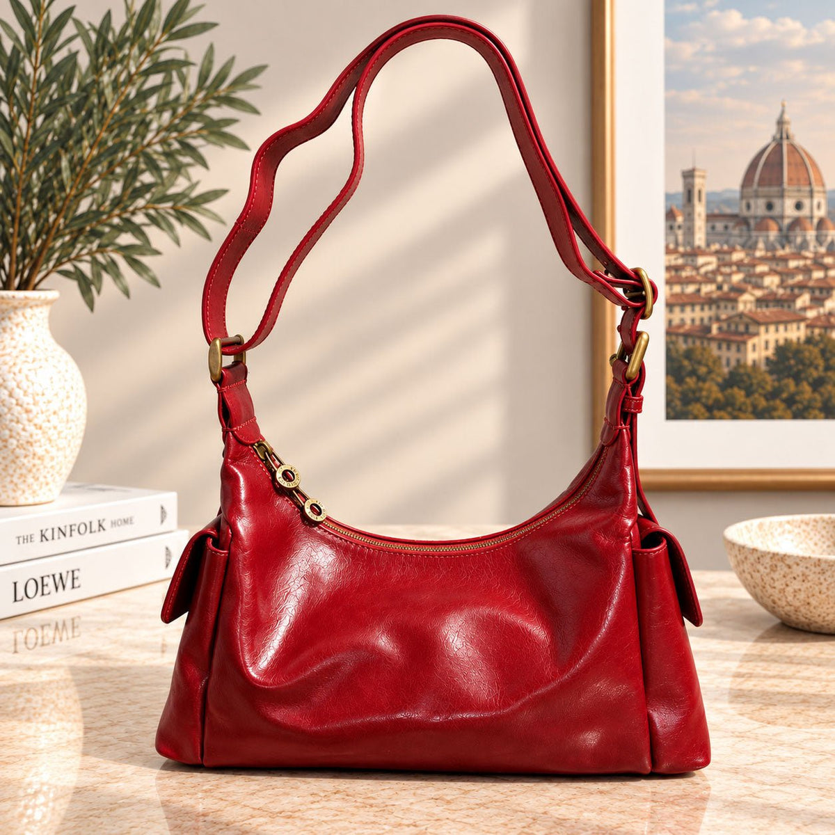 Benedetta Hand-Dyed Italian Leather Hobo Bag - Leather Italiano