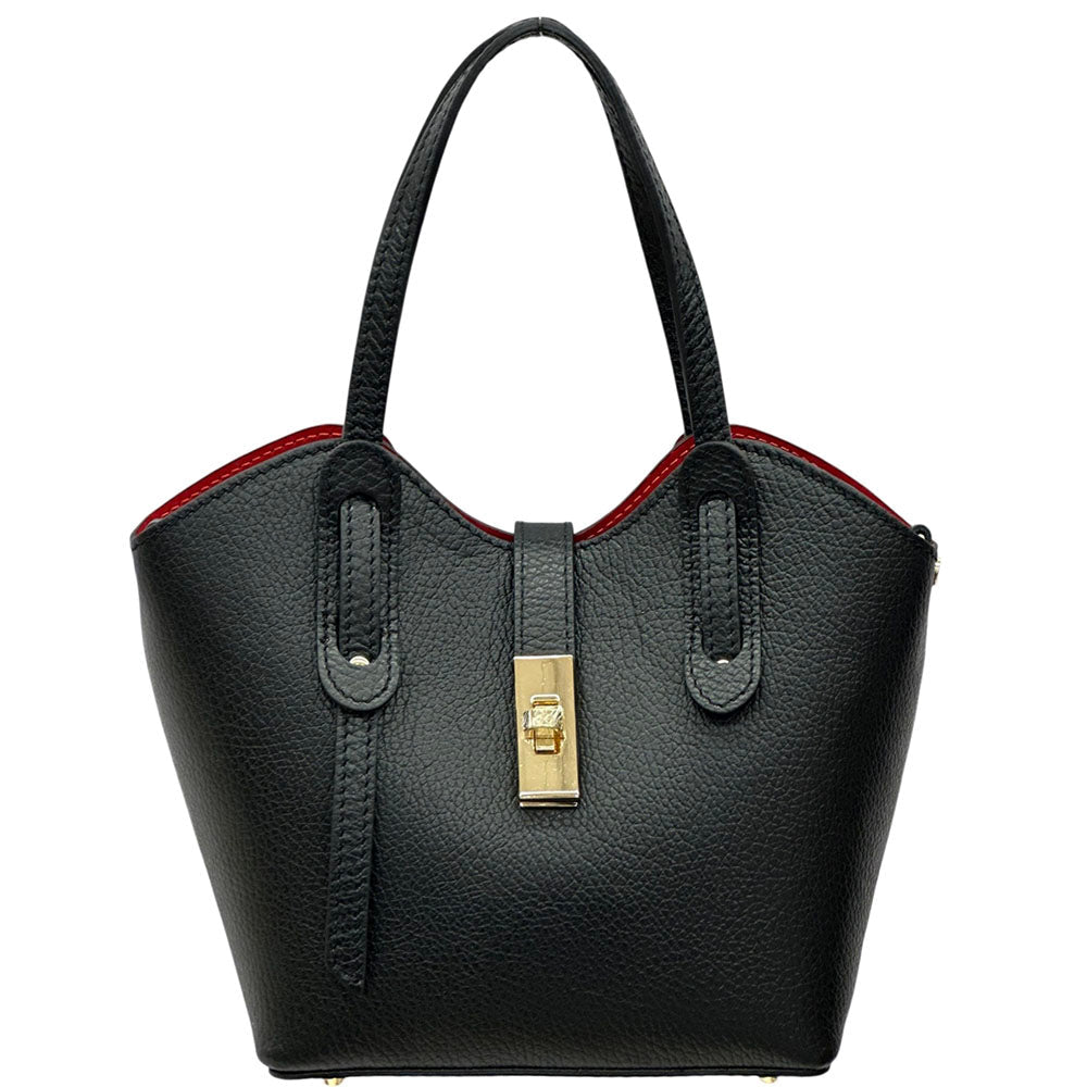 Bianca Small Italian Pebbled Leather Crossbody Tote Bag - Leather Italiano