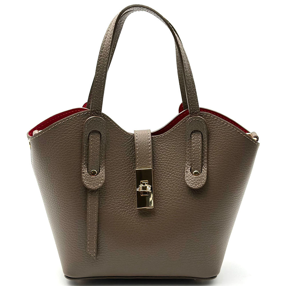 Bianca Small Italian Pebbled Leather Crossbody Tote Bag - Leather Italiano
