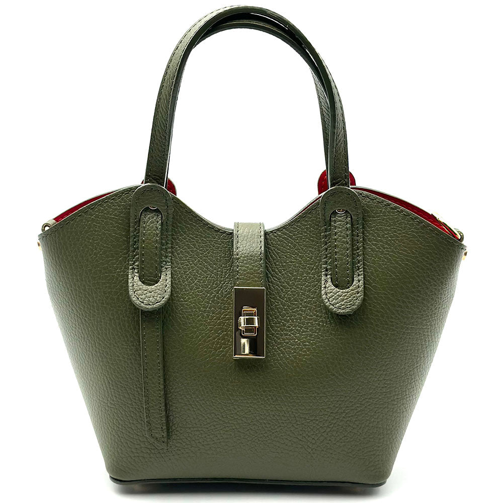 Bianca Small Italian Pebbled Leather Crossbody Tote Bag - Leather Italiano