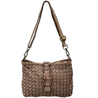 Brinella Woven Washed Cow Leather Crossbody Bag - Leather Italiano
