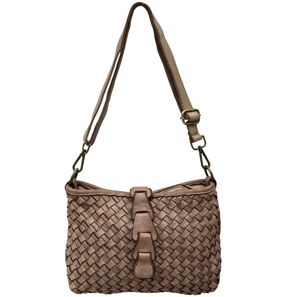 Brinella Woven Washed Cow Leather Crossbody Bag - Leather Italiano