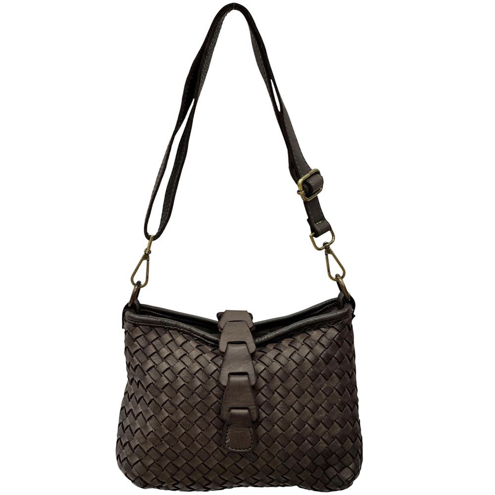 Brinella Woven Washed Cow Leather Crossbody Bag - Leather Italiano