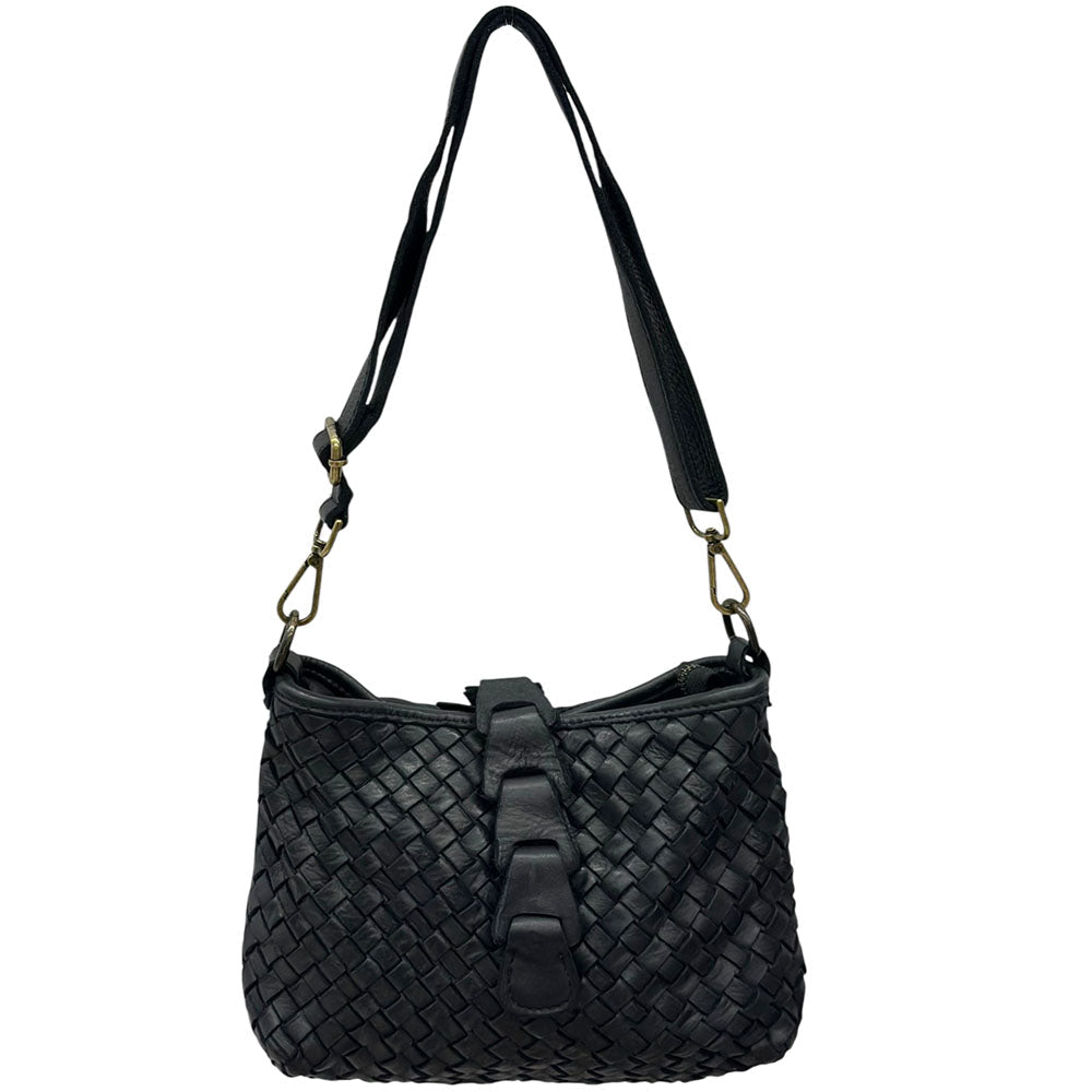 Brinella Woven Washed Cow Leather Crossbody Bag - Leather Italiano