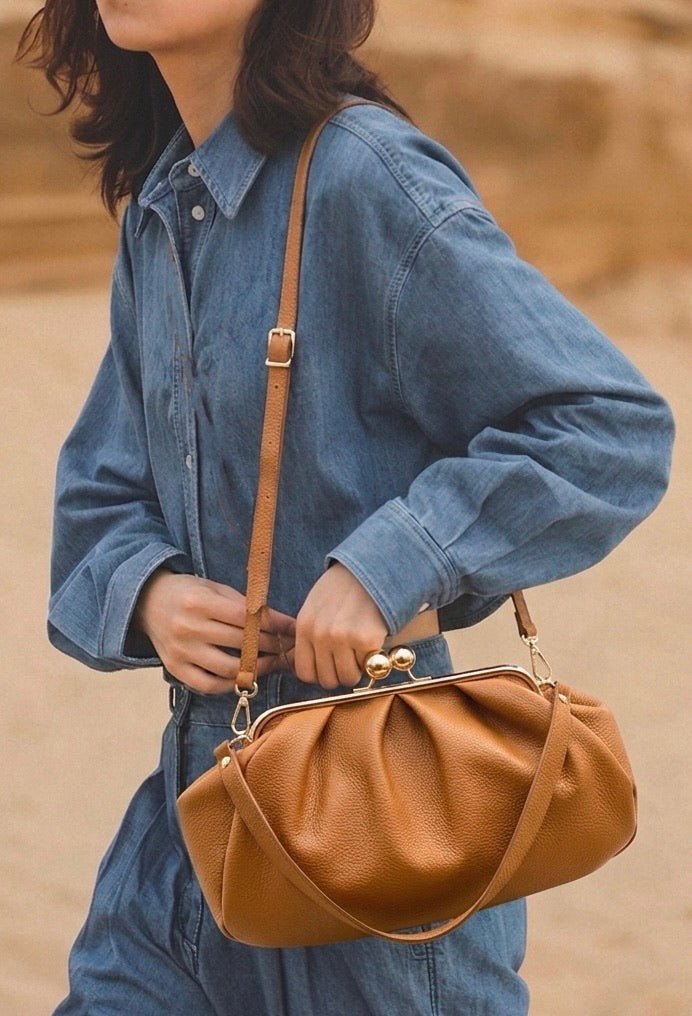 Brunella Frame Cow Leather Bag - Leather Italiano