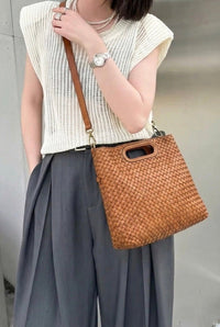 Calista Convertible Woven Italian Leather Bag - Leather Italiano