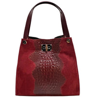 CARRY IT Italian Leather Tote Bag – Structured Croc - Embossed Design (Handmade in Florence) - Leather Italiano