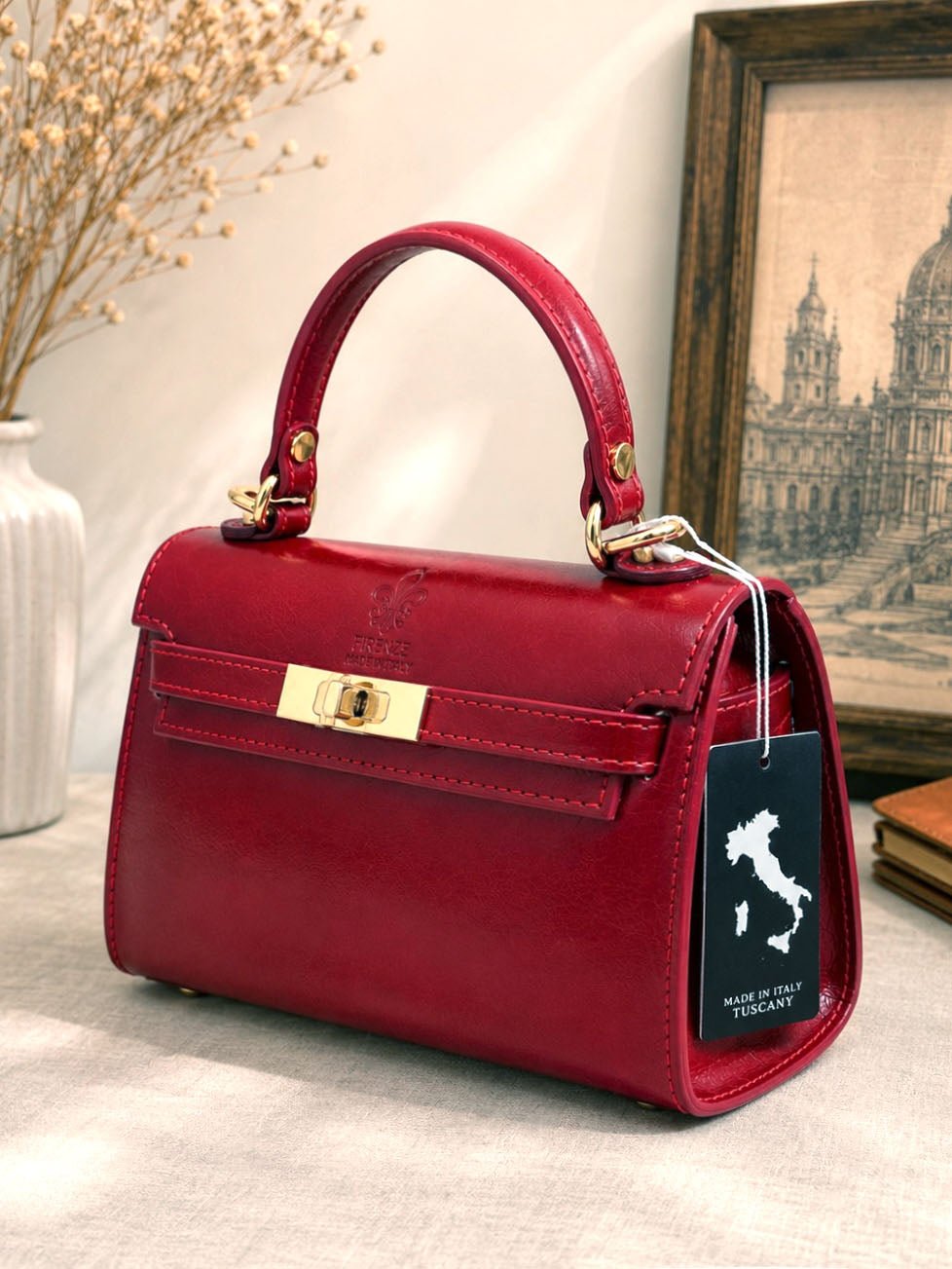 Celestine Italian Leather Top Handle Bag - Leather Italiano