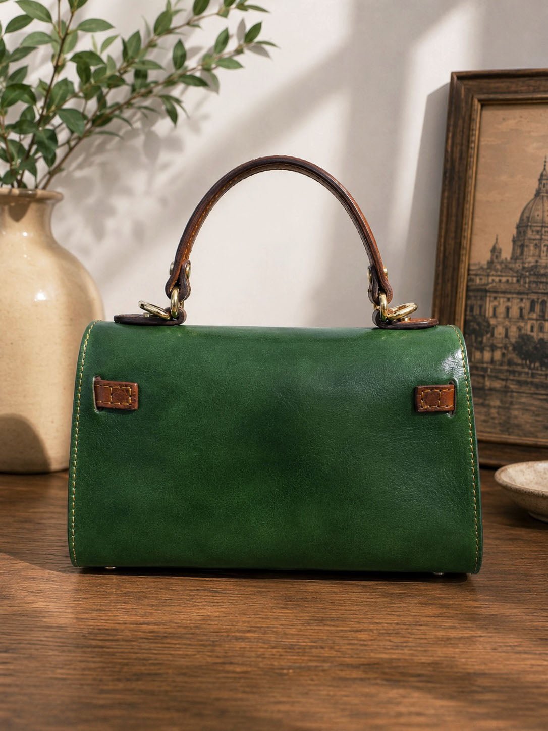 Celestine Italian Leather Top Handle Bag - Leather Italiano