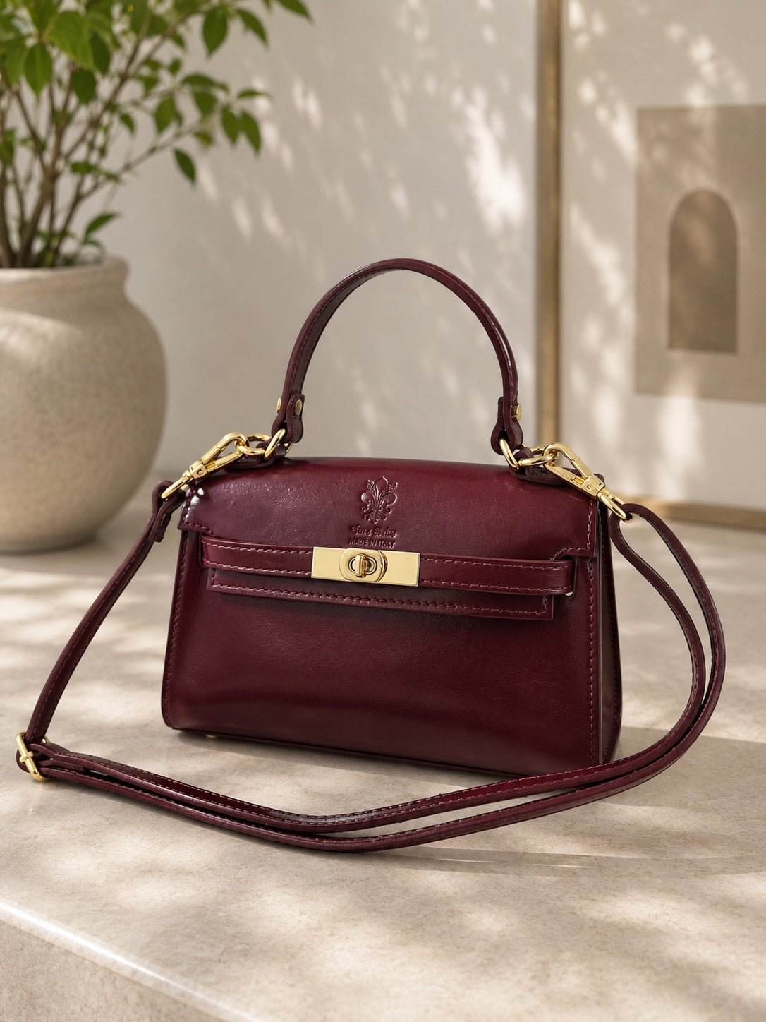 Celestine Italian Leather Top Handle Bag - Leather Italiano