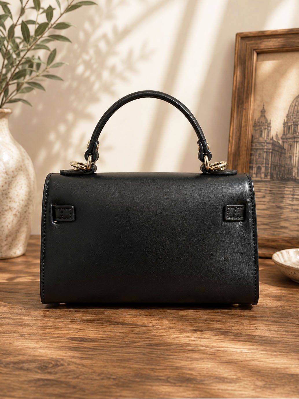 Celestine Italian Leather Top Handle Bag - Leather Italiano