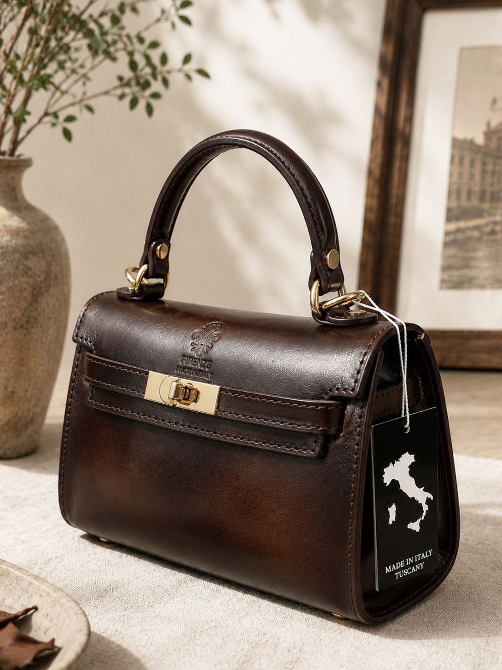 Celestine Italian Leather Top Handle Bag - Leather Italiano