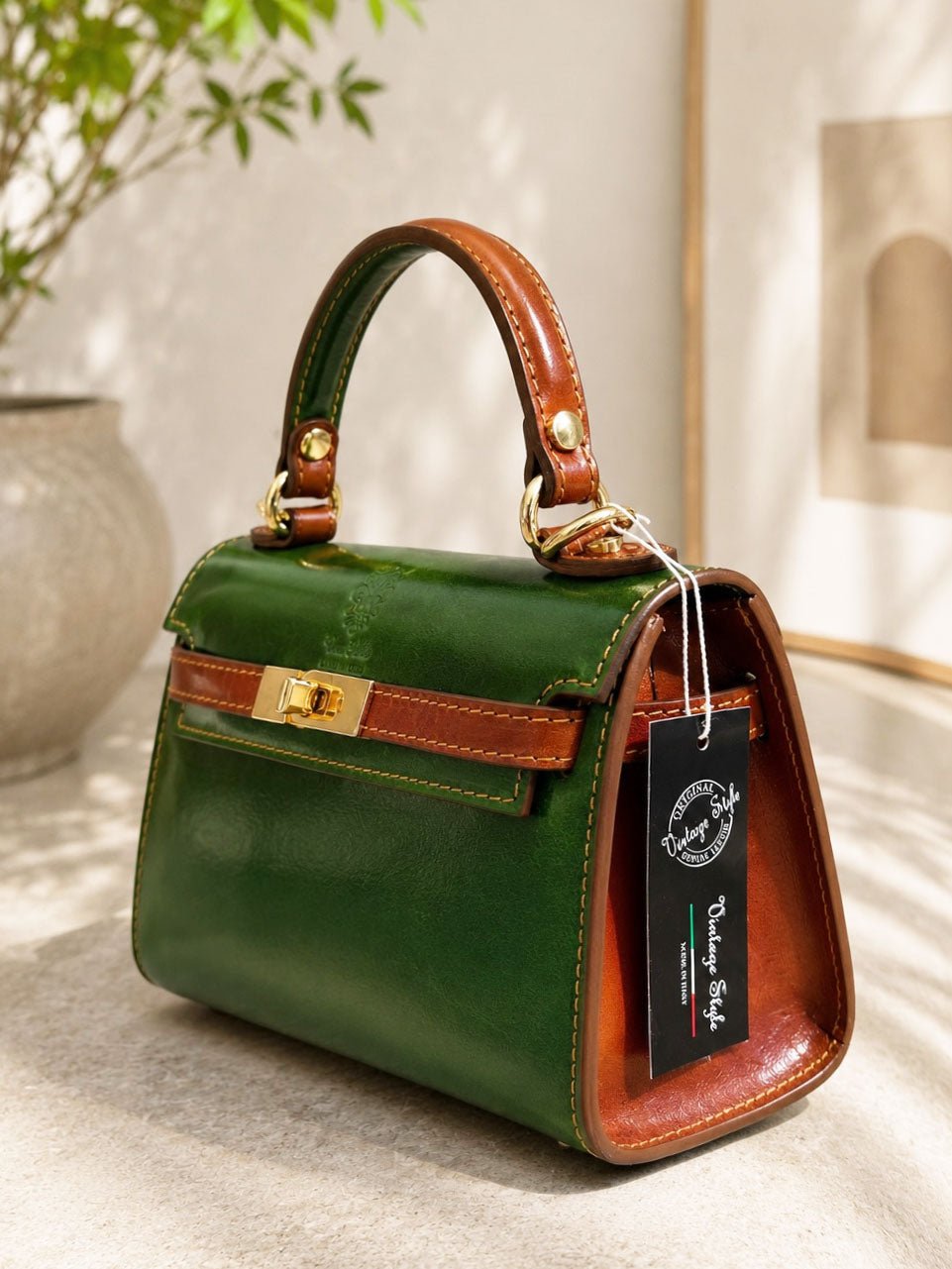 Celestine Italian Leather Top Handle Bag - Leather Italiano