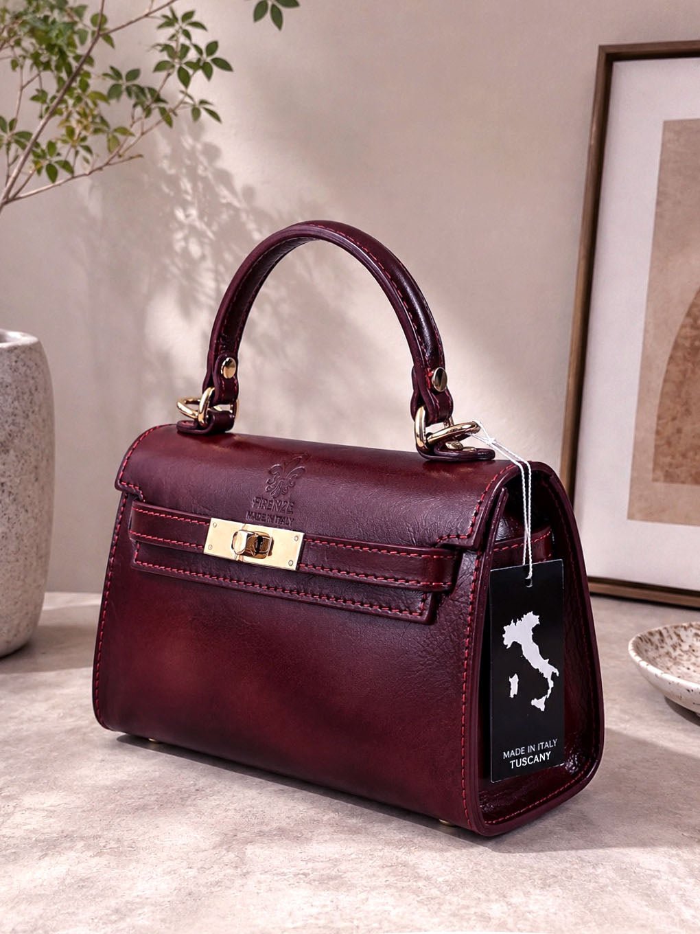 Celestine Italian Leather Top Handle Bag - Leather Italiano