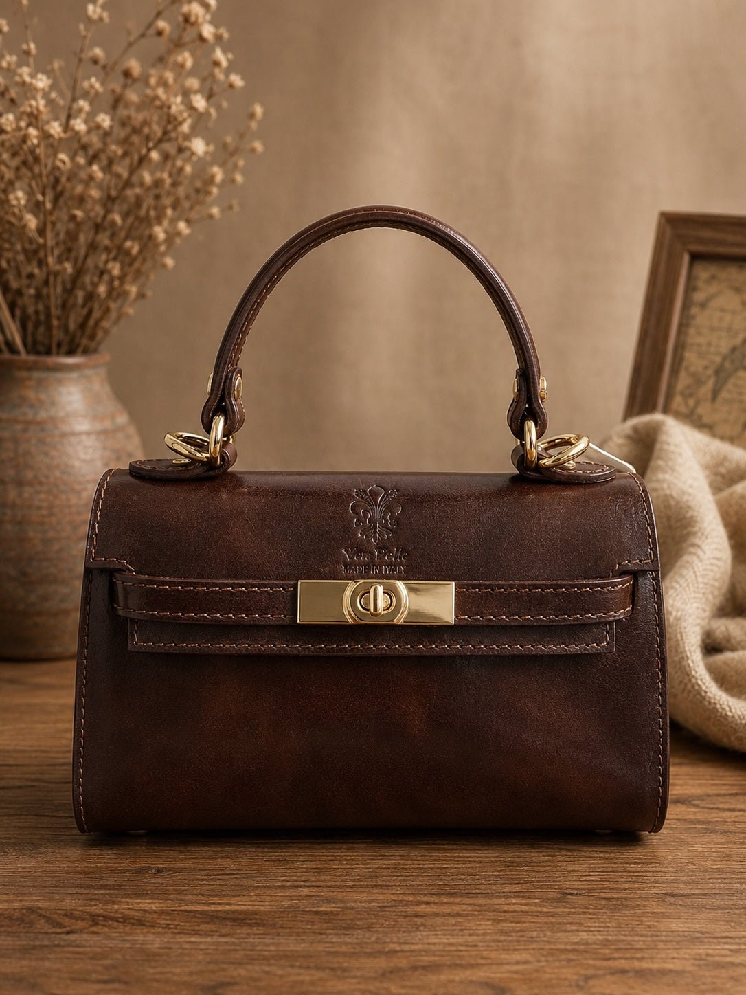 Celestine Italian Leather Top Handle Bag - Leather Italiano