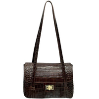Claribel Croc Embossed Leather Shoulder Bag - Leather Italiano