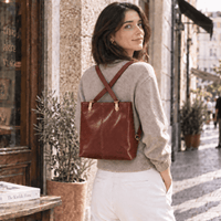 Clotilde Hand-Dyed Leather Convertible Backpack - Leather Italiano