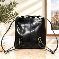 Clotilde Hand-Dyed Leather Convertible Backpack - Leather Italiano