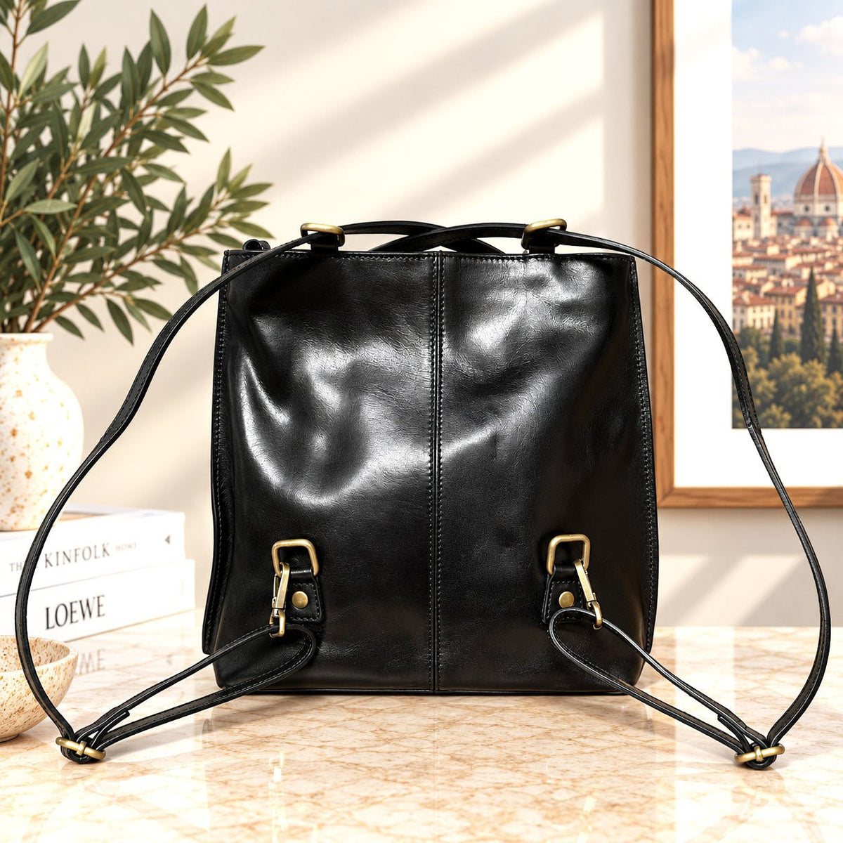 Clotilde Hand-Dyed Leather Convertible Backpack - Leather Italiano
