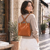 Clotilde Hand-Dyed Leather Convertible Backpack - Leather Italiano