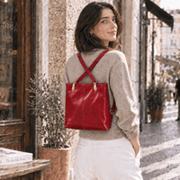 Clotilde Hand-Dyed Leather Convertible Backpack - Leather Italiano