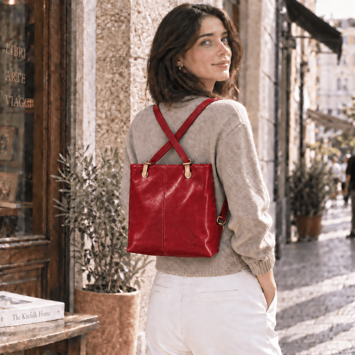 Clotilde Hand-Dyed Leather Convertible Backpack - Leather Italiano