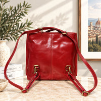 Clotilde Hand-Dyed Leather Convertible Backpack - Leather Italiano