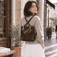 Clotilde Hand-Dyed Leather Convertible Backpack - Leather Italiano