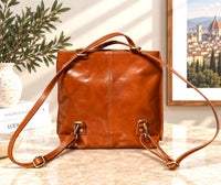 Clotilde Hand-Dyed Leather Convertible Backpack - Leather Italiano
