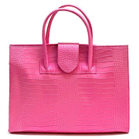 Crocetta Crocodile - Embossed Italian Leather Briefcase – Elegant Work Bag for Women - Leather Italiano