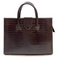 Crocetta Crocodile - Embossed Italian Leather Briefcase – Elegant Work Bag for Women - Leather Italiano