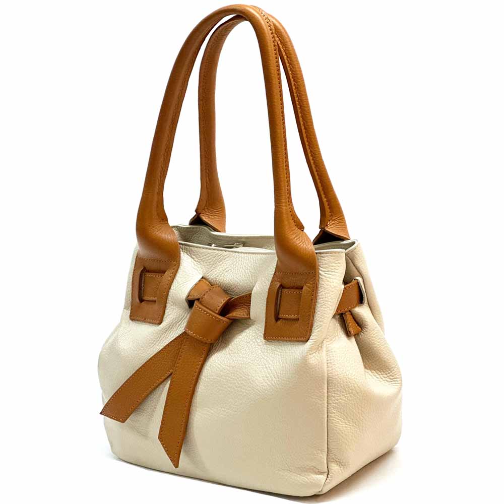 Daria Italian Leather Shoulder Bag – Soft - Grain Elegance with Sculptural Knot - Leather Italiano