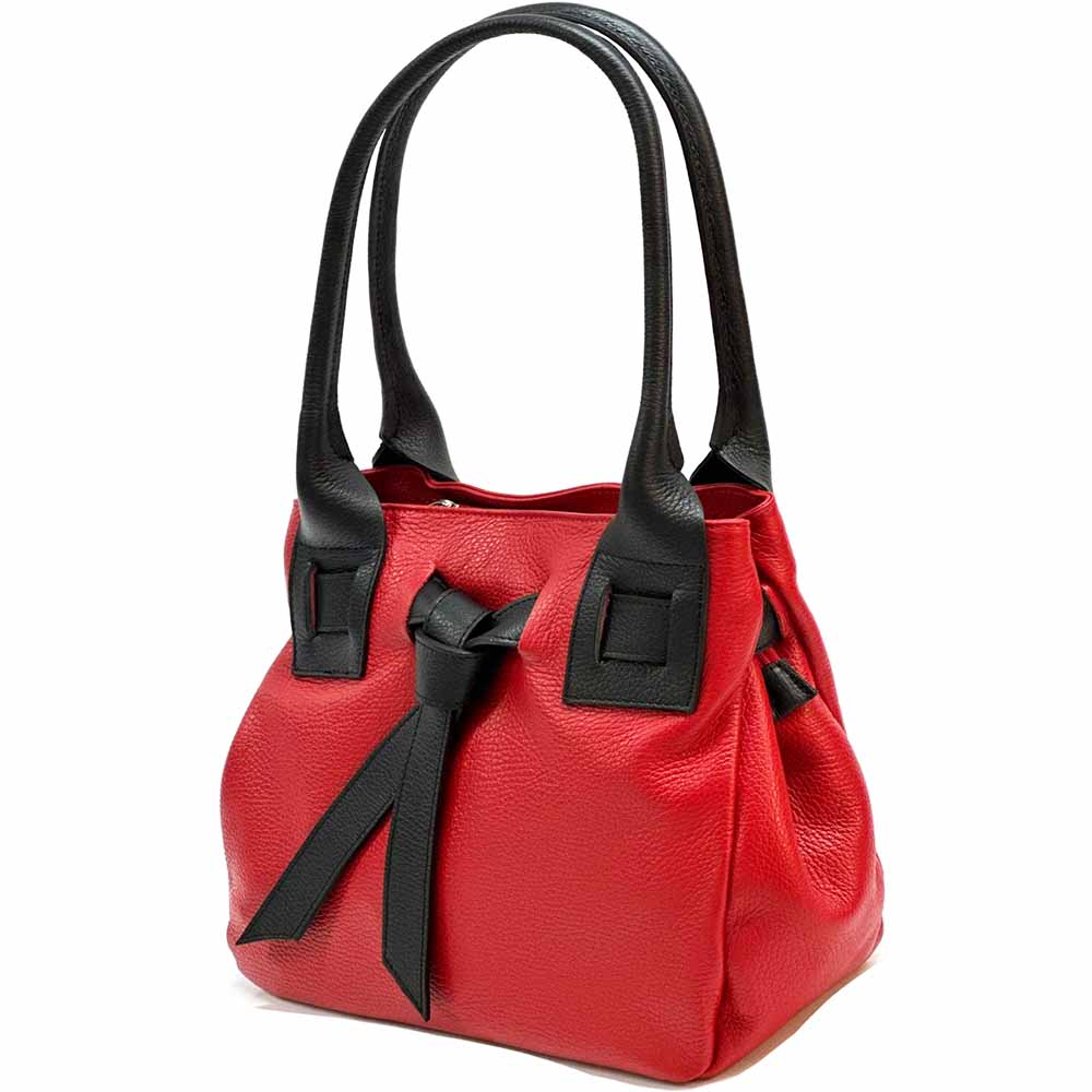Daria Italian Leather Shoulder Bag – Soft - Grain Elegance with Sculptural Knot - Leather Italiano