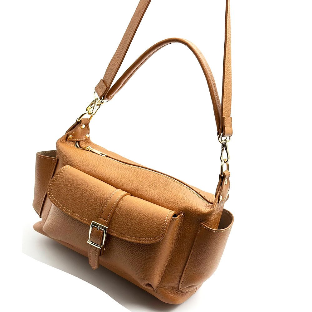 Delvira Pocket Cow Leather Shoulder Bag - Leather Italiano