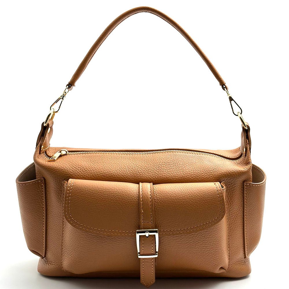 Delvira Pocket Cow Leather Shoulder Bag - Leather Italiano