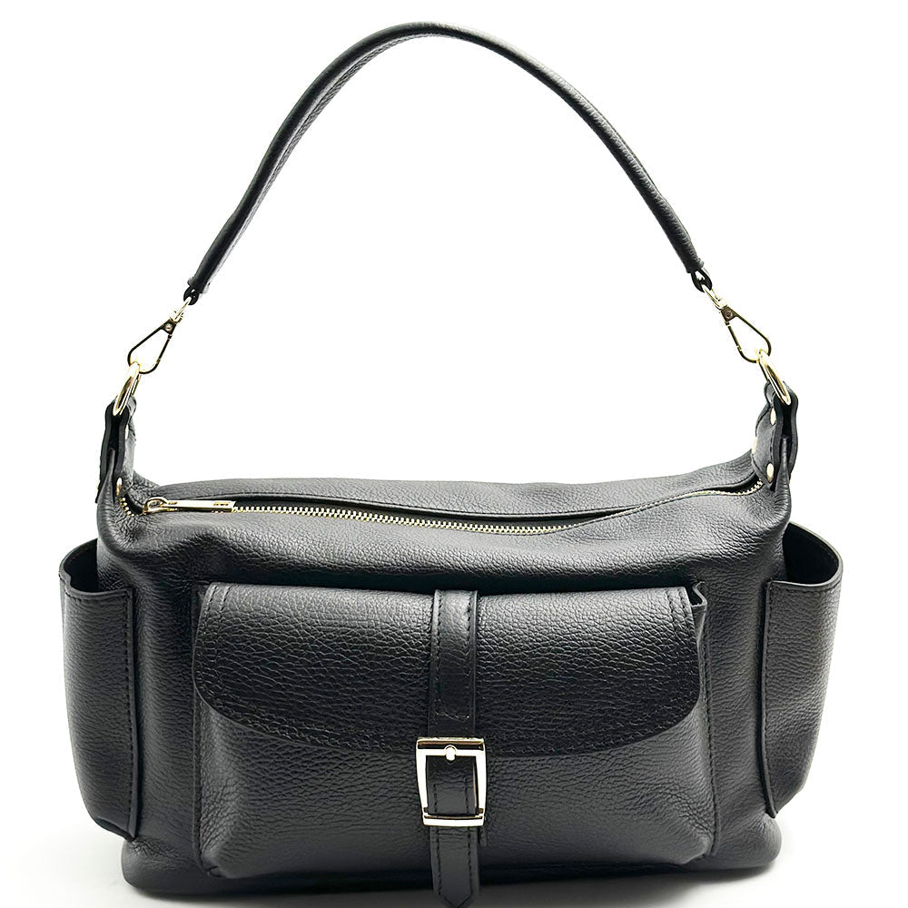 Delvira Pocket Cow Leather Shoulder Bag - Leather Italiano