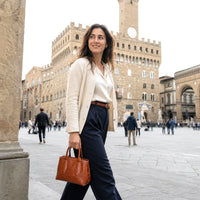 Diletta Compact Italian Leather Satchel Bag - Leather Italiano