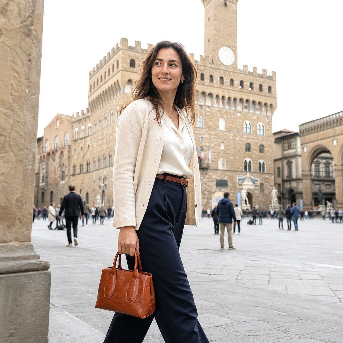 Diletta Compact Italian Leather Satchel Bag - Leather Italiano